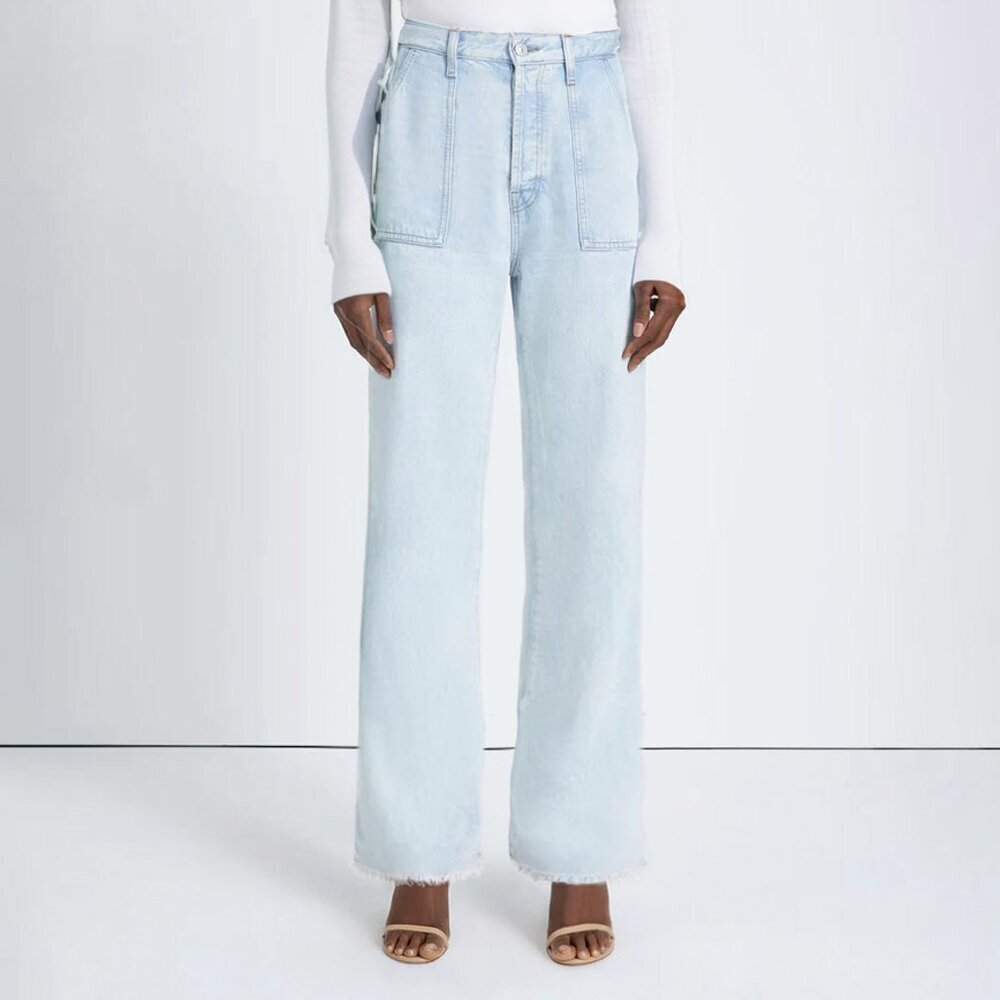 7 For All Mankind Light Blue High-Rise Wide Leg Jeans